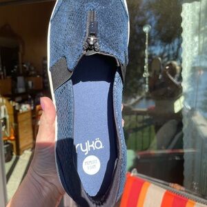 Ryka Blue Textured Slip-On Sneakers